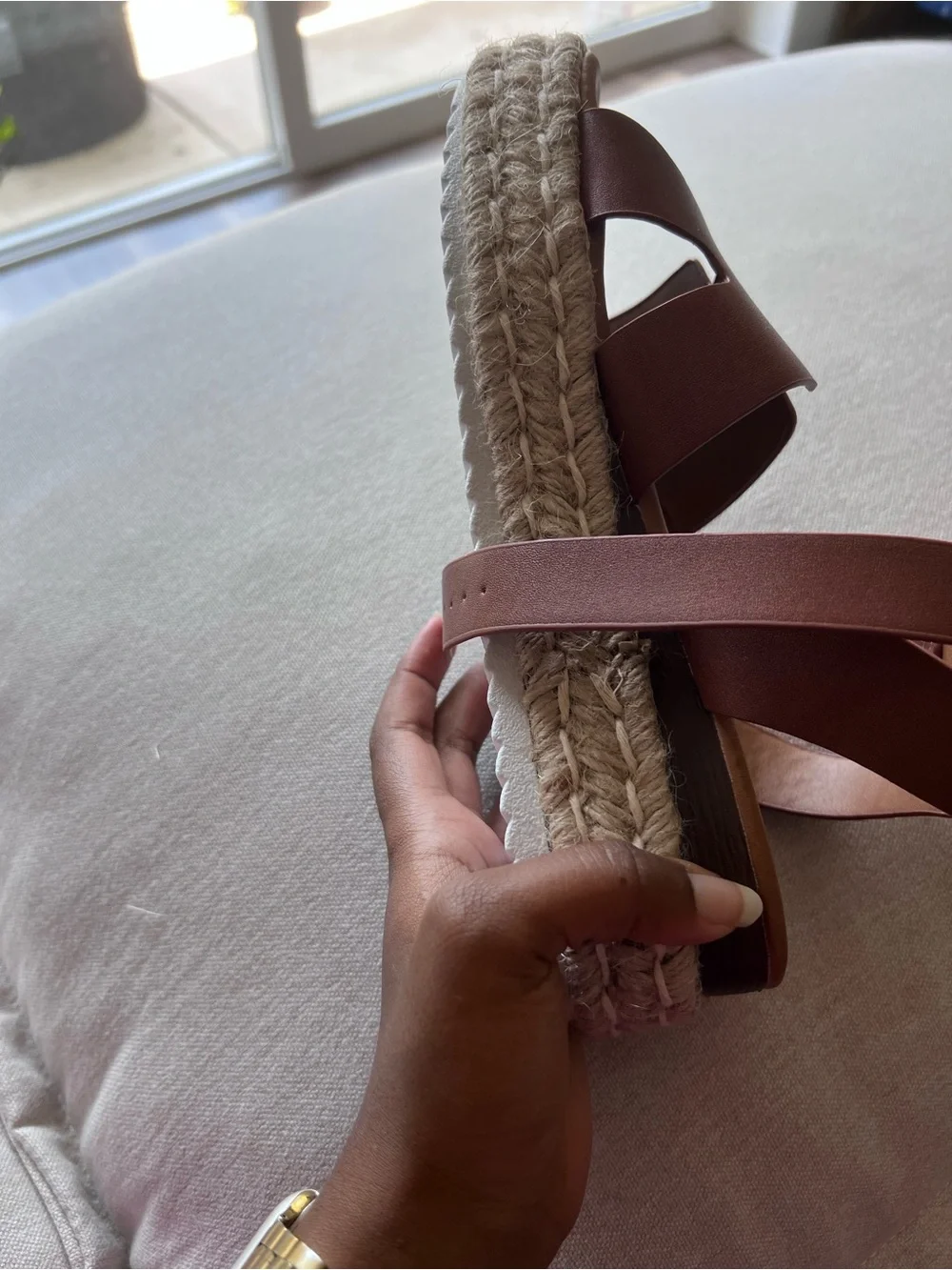 Women’s Brown Platform Espadrille Sandals with Buckle
